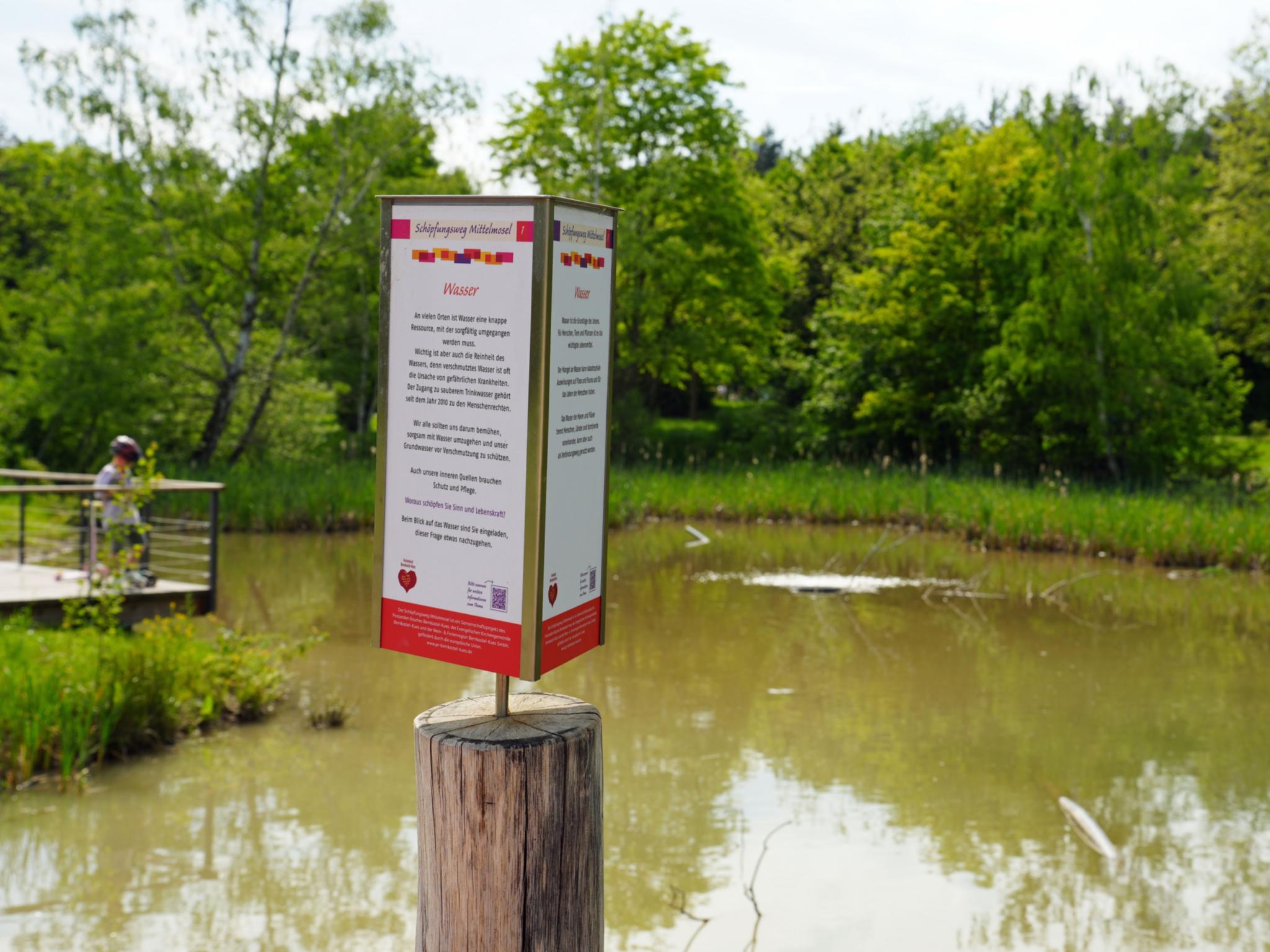 Die erste Station am Teich des neugestalteten Kurparks widmet sich dem Thema Wasser