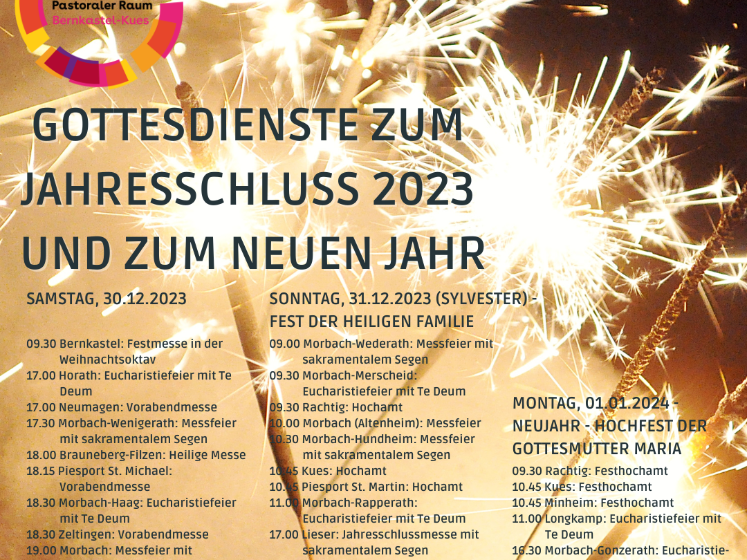 Die Gottesdienste an Heiligabend und zum Jahresschluß 2023