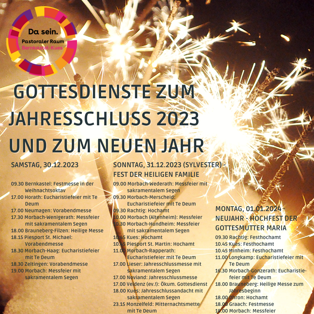 Die Gottesdienste an Heiligabend und zum Jahresschluß 2023