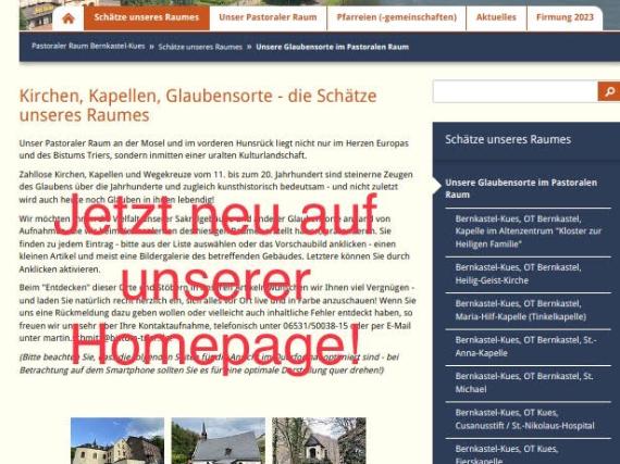 Neuer Inhalt auf unserer Homepage - die 'Schätze unseres Landes'!