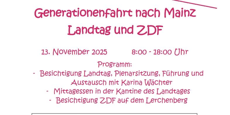 Generationenfahrt am Donnerstag, 13. November 2025 