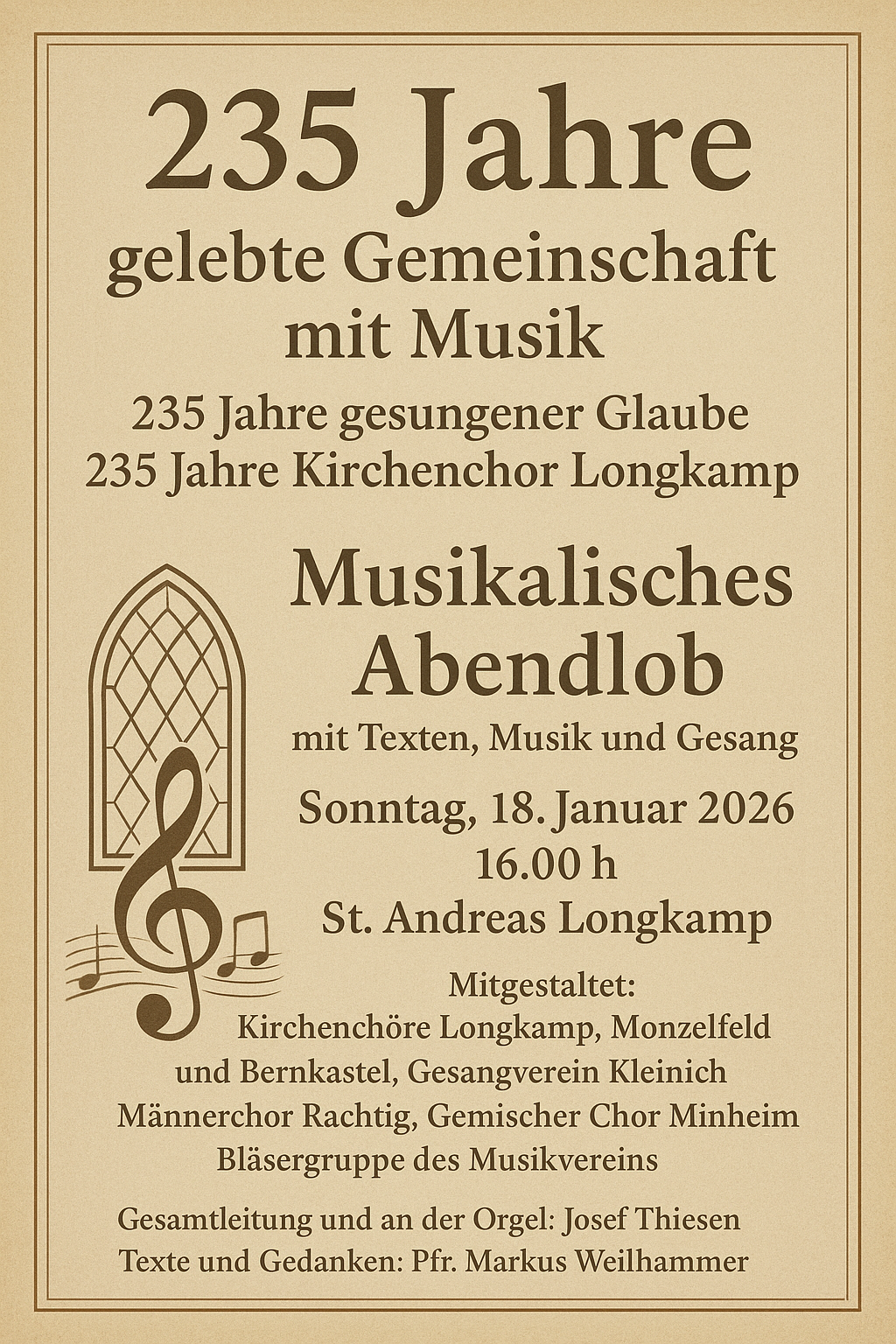 Plakat Jubiläum 235 Jahre Kirchenchor Longkamp