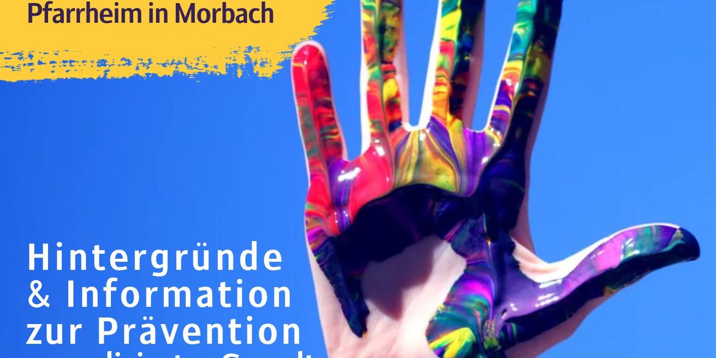 blaues Plakat mit ausgestreckter angemalter Hand