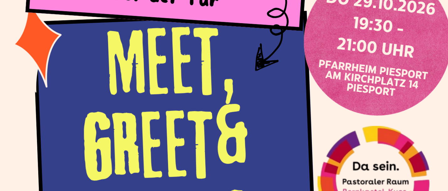buntes Plakat meet, greet, connect